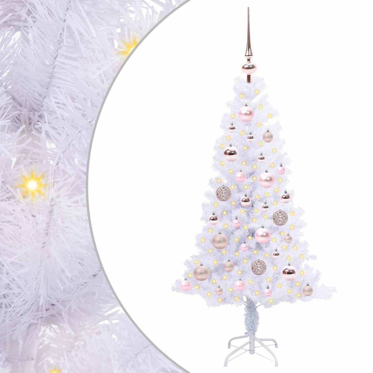 Kunstigt juletræ med 150 LED'er Hvid 120 cm PVC og Stål