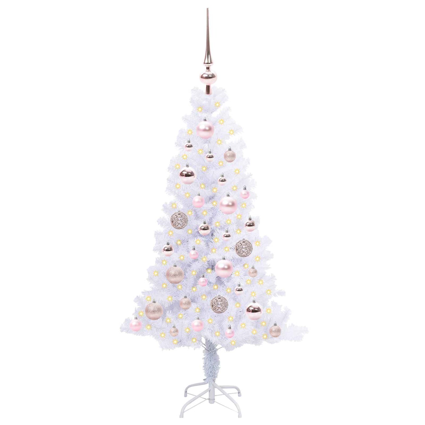 Kunstigt juletræ med 150 LED'er Hvid 120 cm PVC og Stål