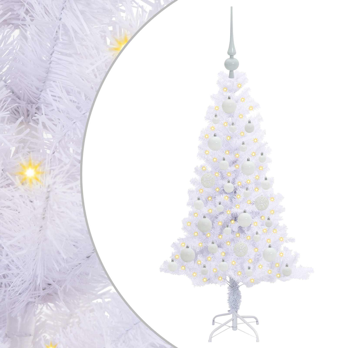 Kunstigt juletræ med 150 LED'er Hvid 120 cm PVC og Stål