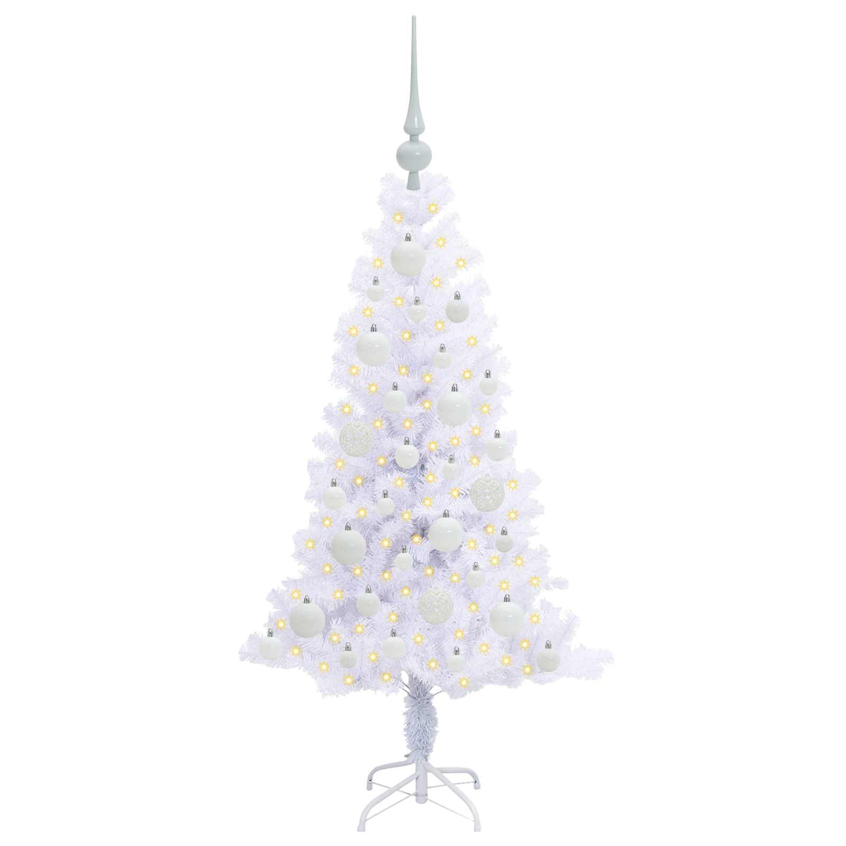 Kunstigt juletræ med 150 LED'er Hvid 120 cm PVC og Stål