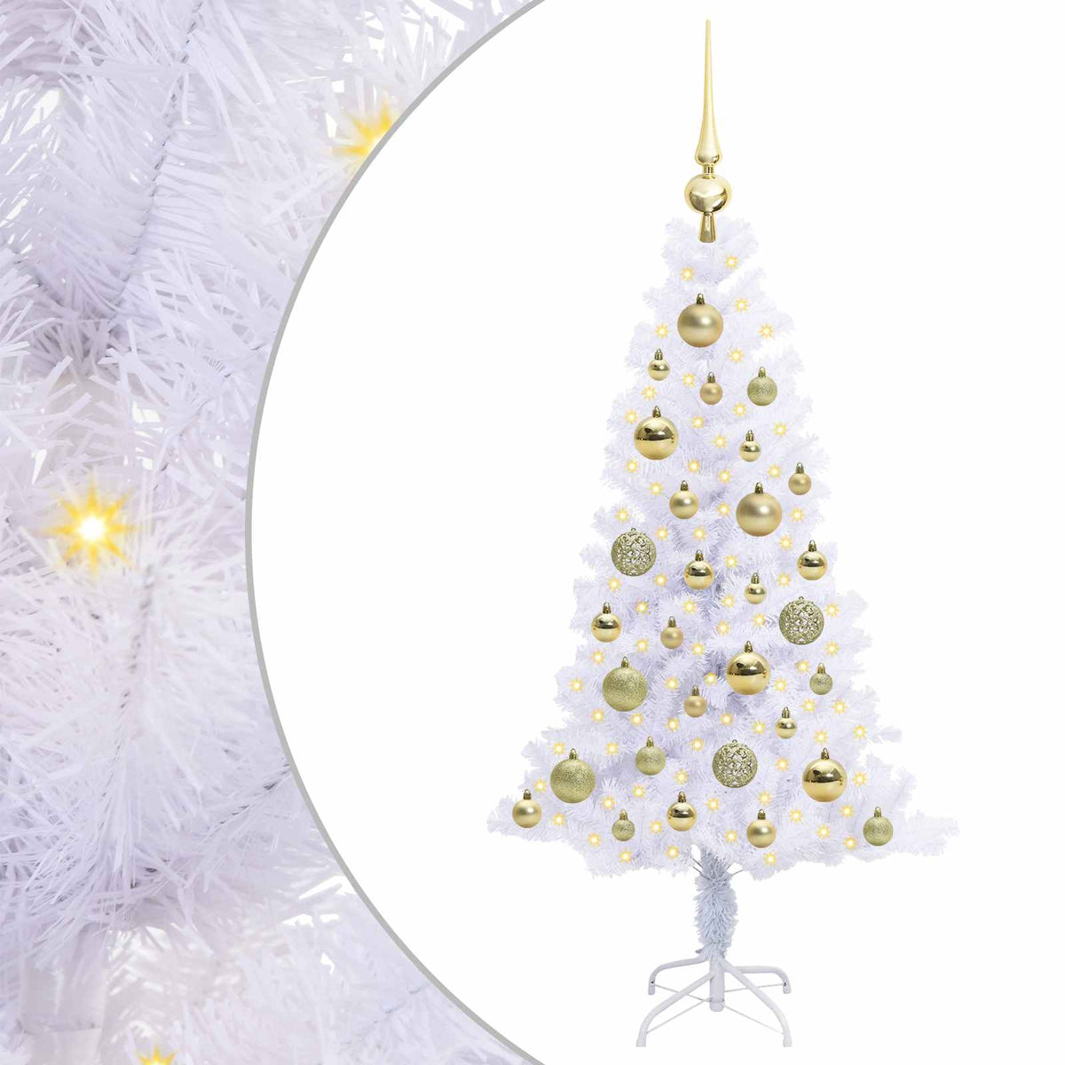 Kunstigt juletræ med 150 LED'er Hvid 120 cm PVC og Stål