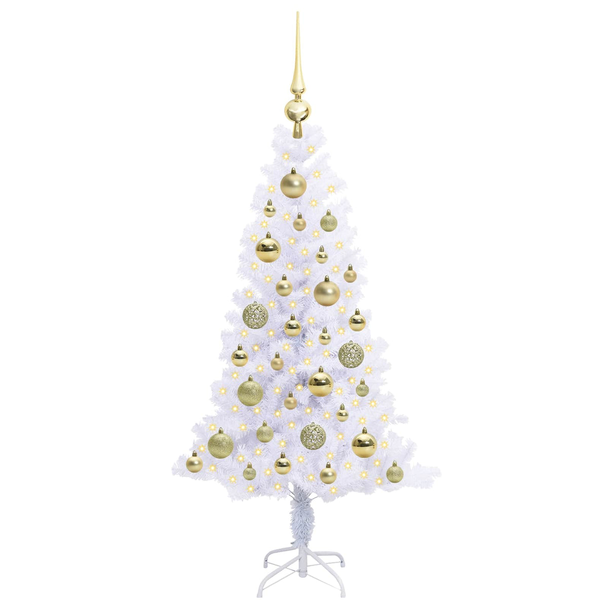 Kunstigt juletræ med 150 LED'er Hvid 120 cm PVC og Stål