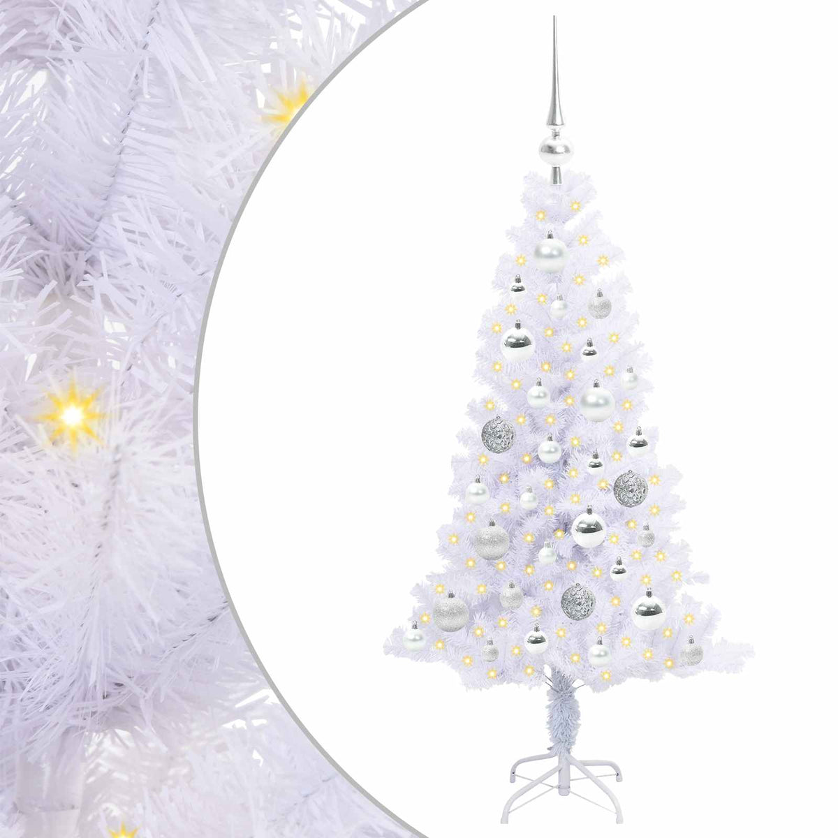 Kunstigt juletræ med 150 LED'er Hvid 120 cm PVC og Stål