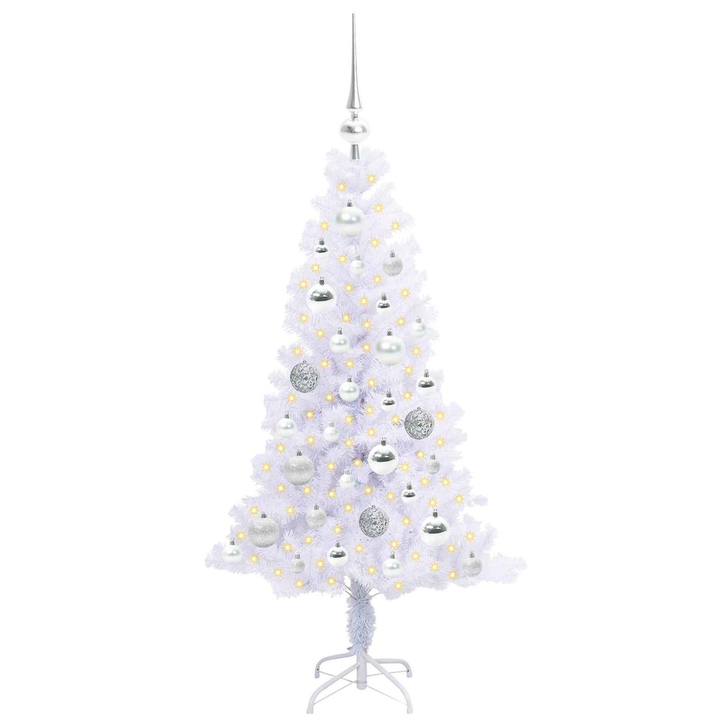 Kunstigt juletræ med 150 LED'er Hvid 120 cm PVC og Stål