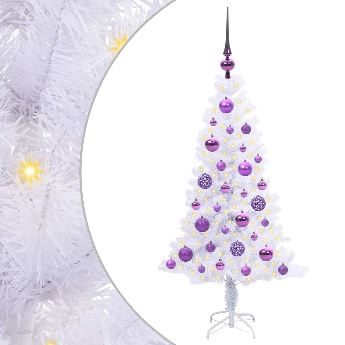 Kunstigt juletræ med 150 LED'er Hvid 120 cm PVC og Stål