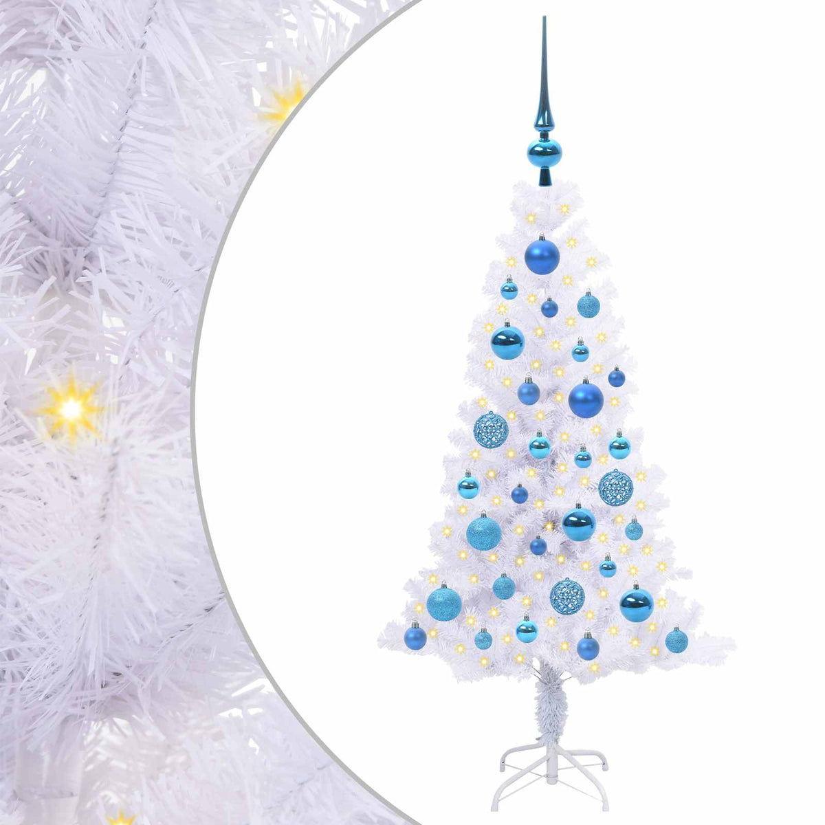 Kunstigt juletræ med 150 LED'er Hvid 120 cm PVC og Stål