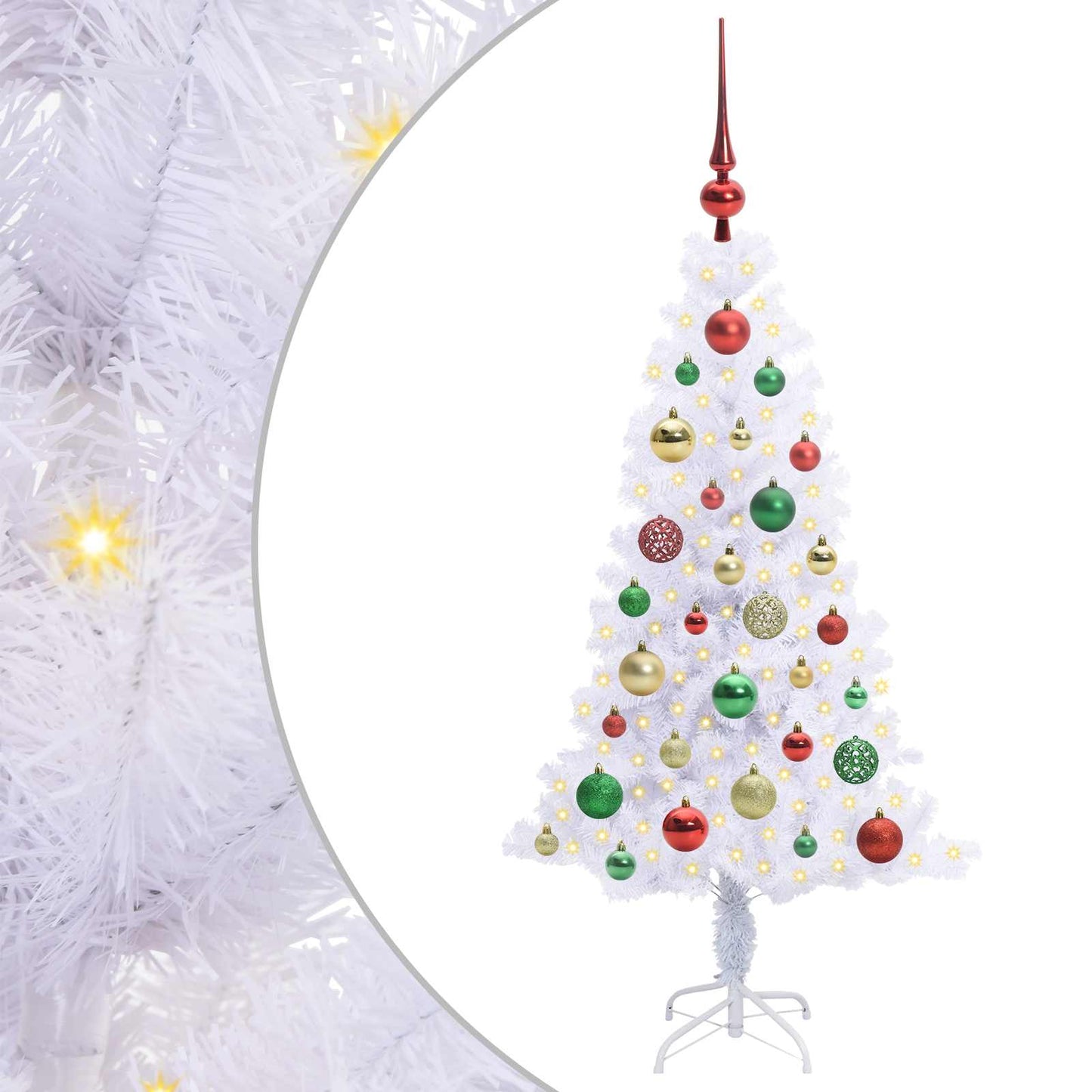 Kunstigt juletræ med 150 LED'er Hvid 120 cm PVC og Stål