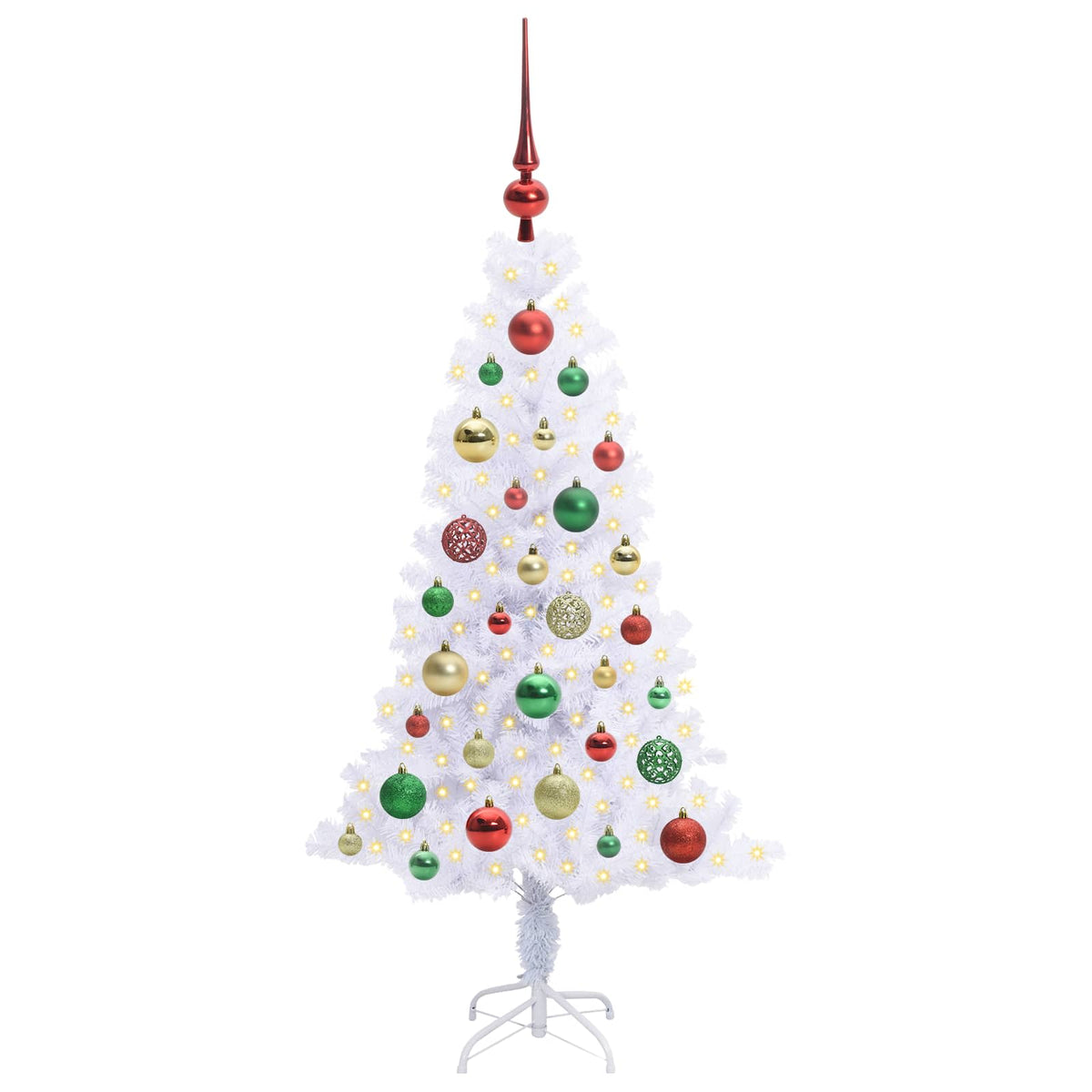 Kunstigt juletræ med 150 LED'er Hvid 120 cm PVC og Stål