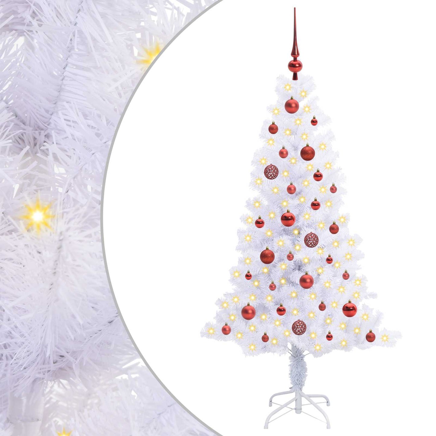 Kunstigt juletræ med 150 LED'er Hvid 150 cm PVC og Stål