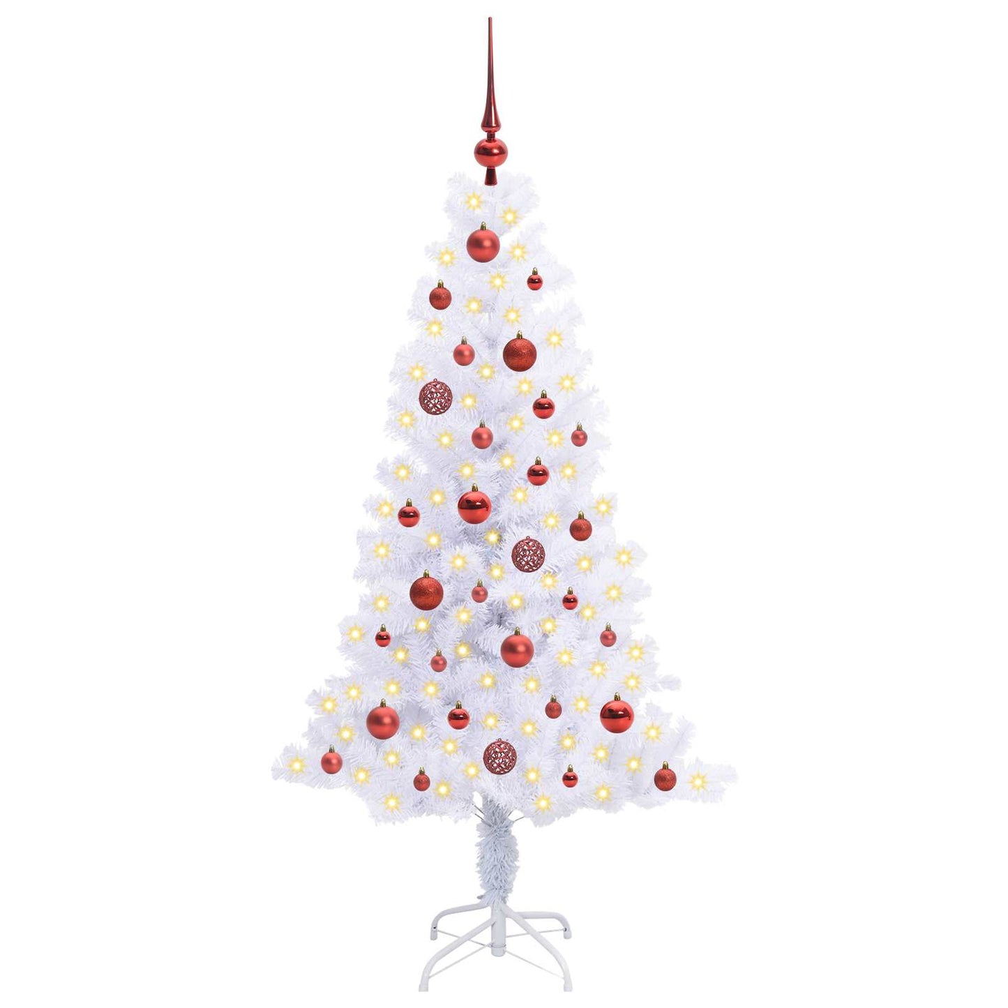Kunstigt juletræ med 150 LED'er Hvid 150 cm PVC og Stål