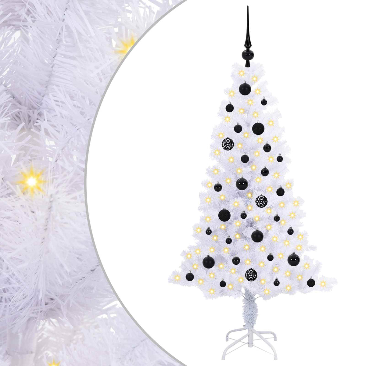 Kunstigt juletræ med 150 LED'er Hvid 150 cm PVC og Stål