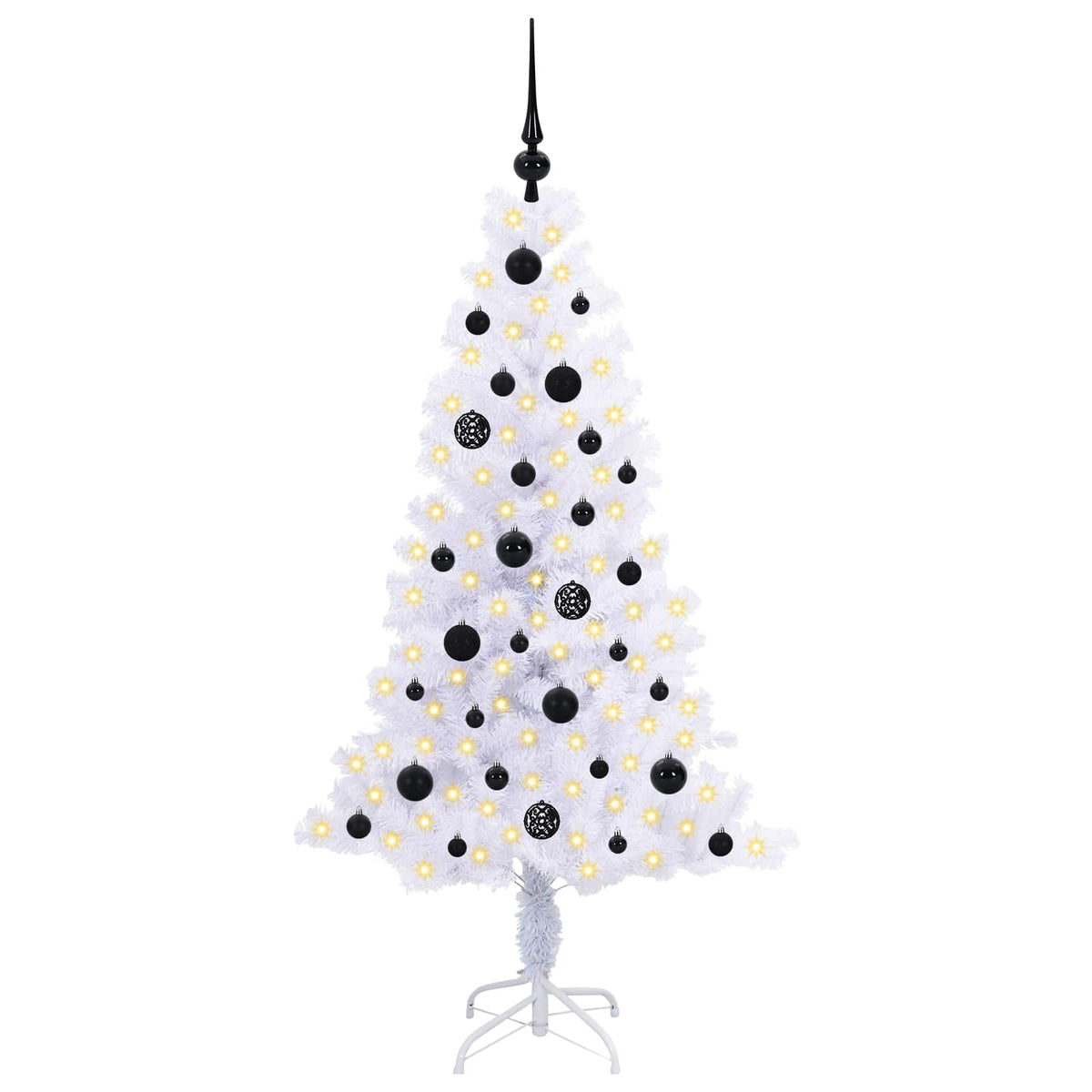 Kunstigt juletræ med 150 LED'er Hvid 150 cm PVC og Stål