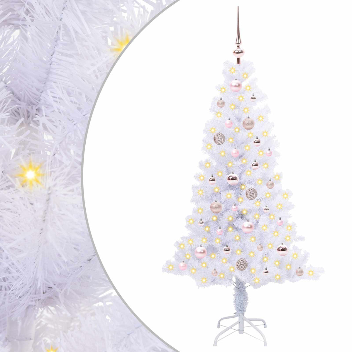 Kunstigt juletræ med 150 LED'er Hvid 150 cm PVC og Stål