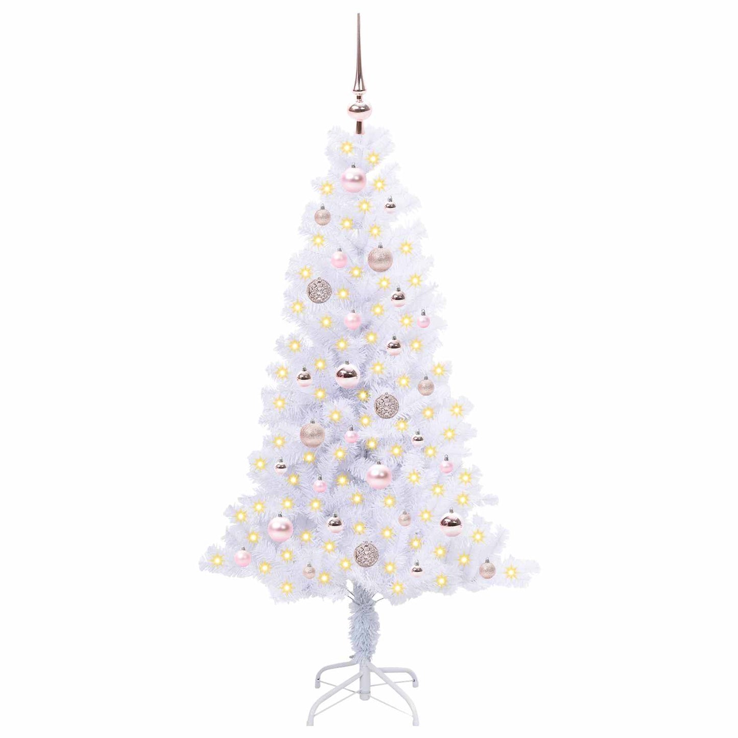 Kunstigt juletræ med 150 LED'er Hvid 150 cm PVC og Stål