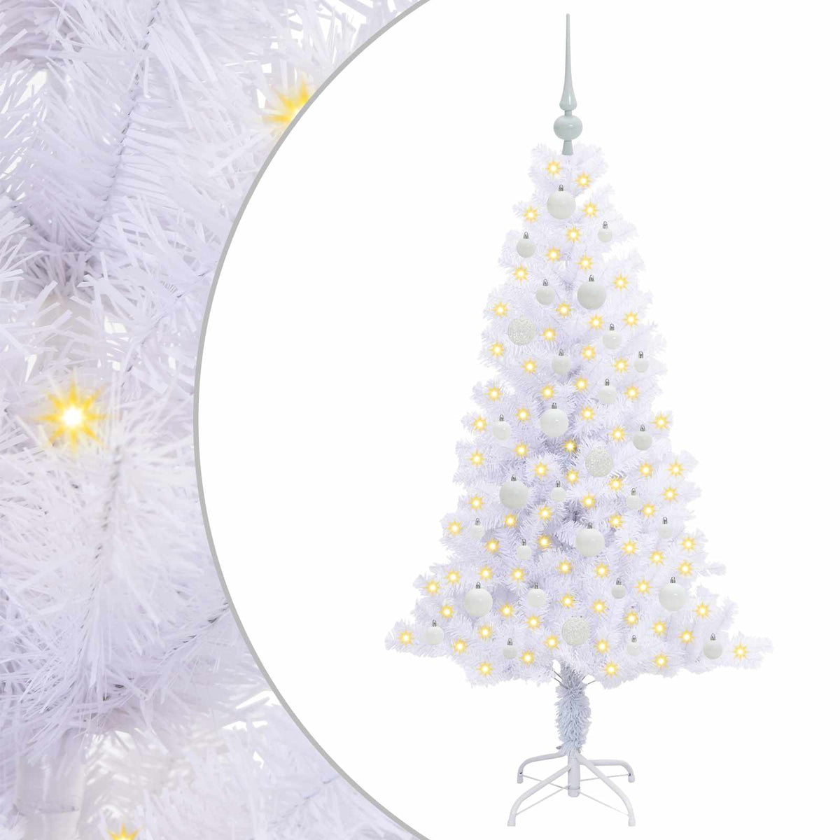 Kunstigt juletræ med 150 LED'er Hvid 150 cm PVC og Stål