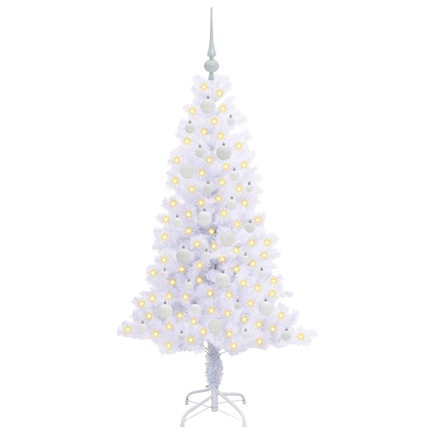 Kunstigt juletræ med 150 LED'er Hvid 150 cm PVC og Stål