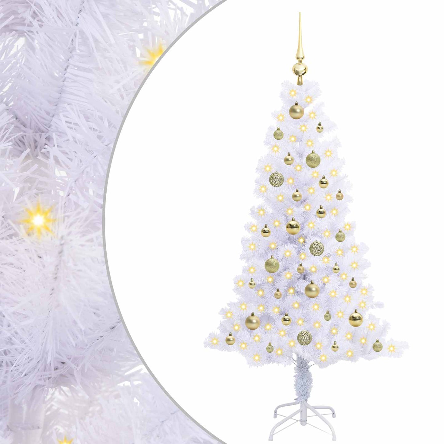 Kunstigt juletræ med 150 LED'er Hvid 150 cm PVC og Stål