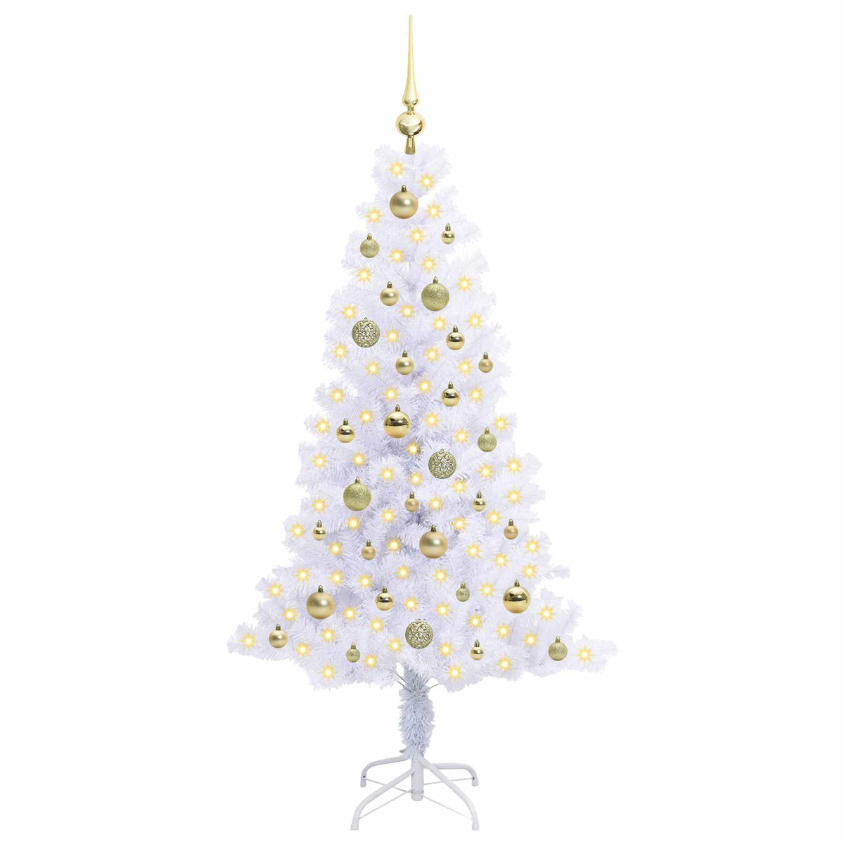 Kunstigt juletræ med 150 LED'er Hvid 150 cm PVC og Stål