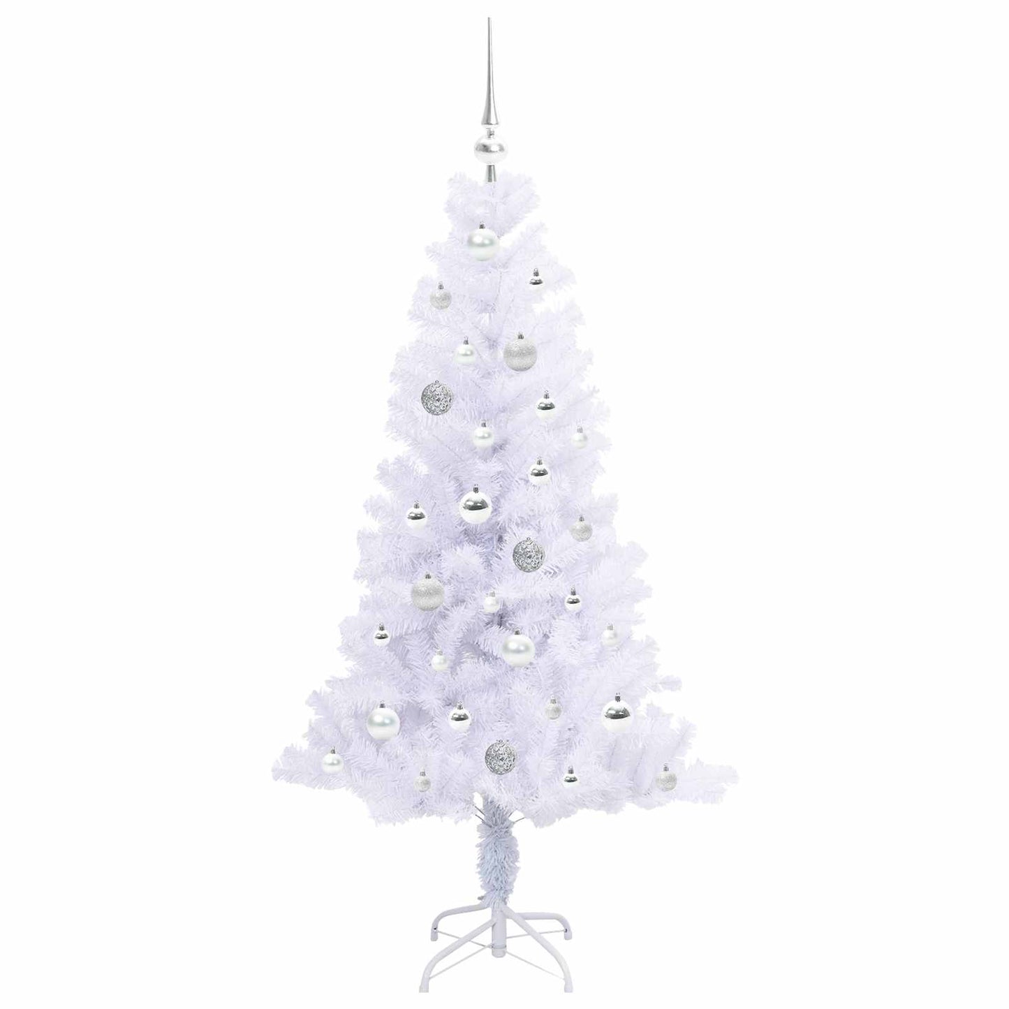 Kunstigt juletræ med 150 LED'er Hvid 150 cm PVC og Stål