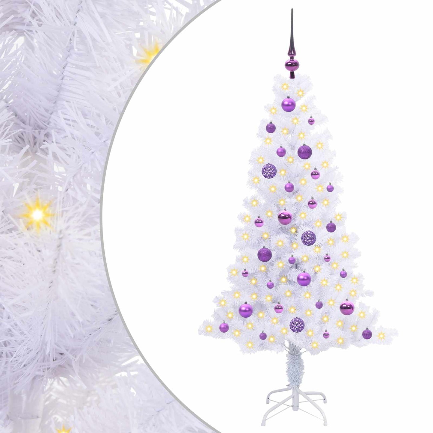 Kunstigt juletræ med 150 LED'er Hvid 150 cm PVC og Stål