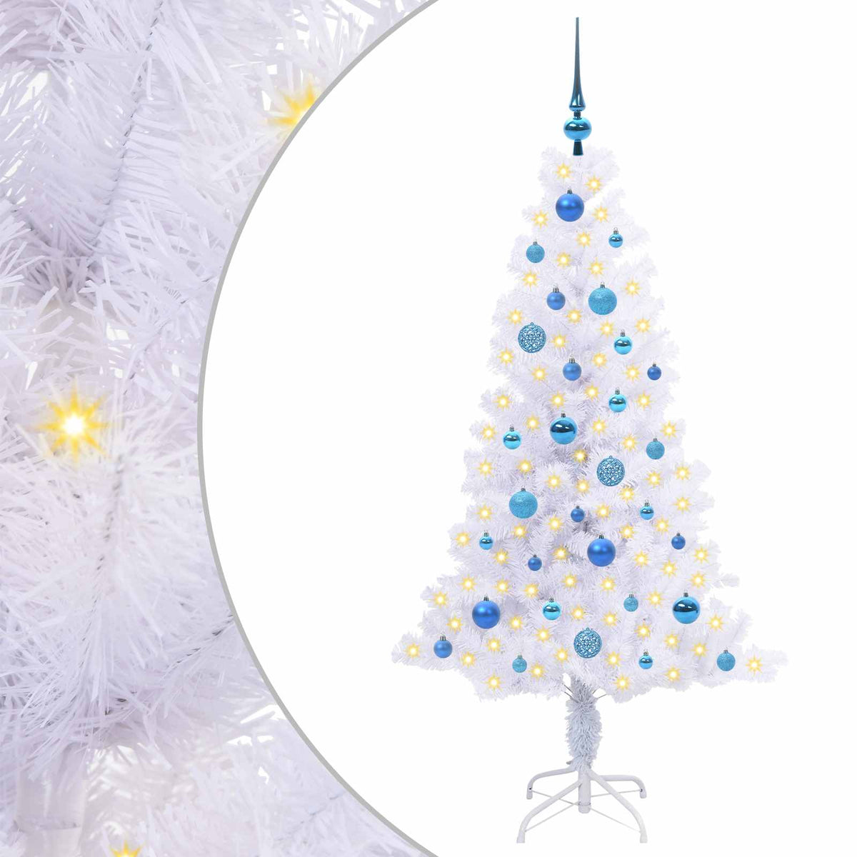 Kunstigt juletræ med 150 LED'er Hvid 150 cm PVC og Stål