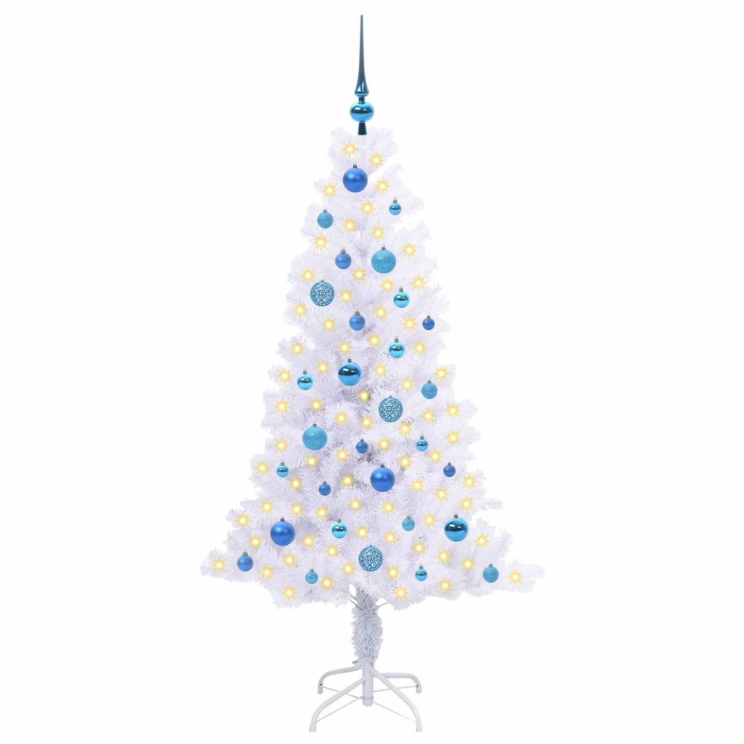 Kunstigt juletræ med 150 LED'er Hvid 150 cm PVC og Stål