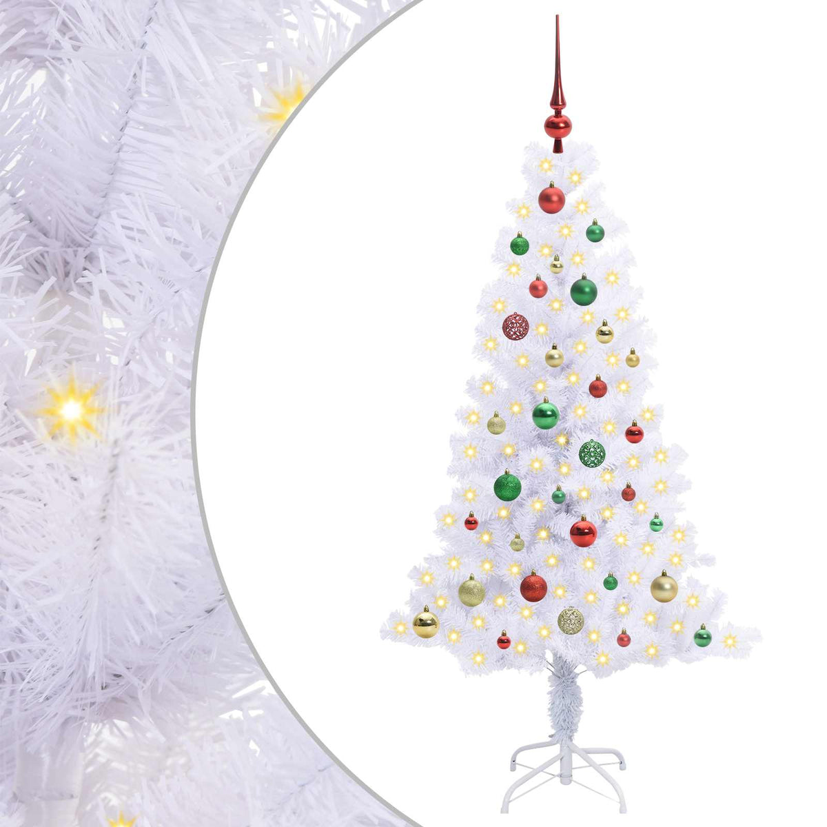 Kunstigt juletræ med 150 LED'er Hvid 150 cm PVC og Stål
