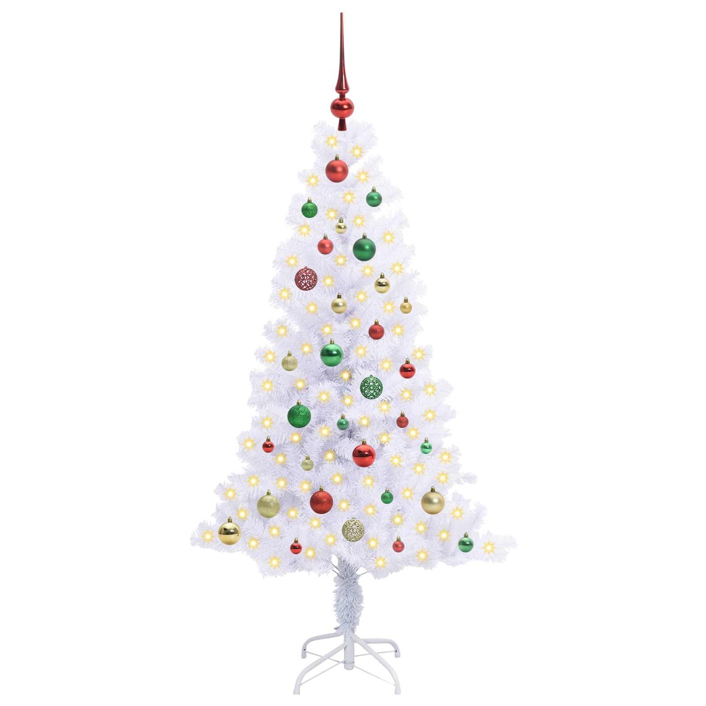 Kunstigt juletræ med 150 LED'er Hvid 150 cm PVC og Stål
