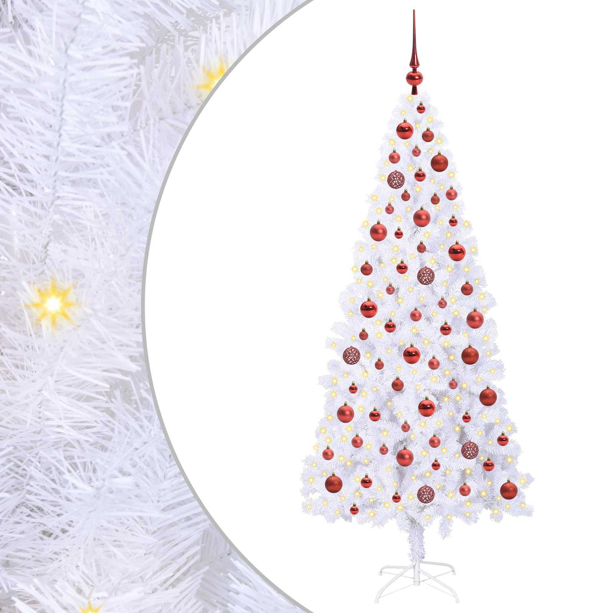 Kunstigt juletræ med 300 LED'er Hvid 180 cm PVC og Stål