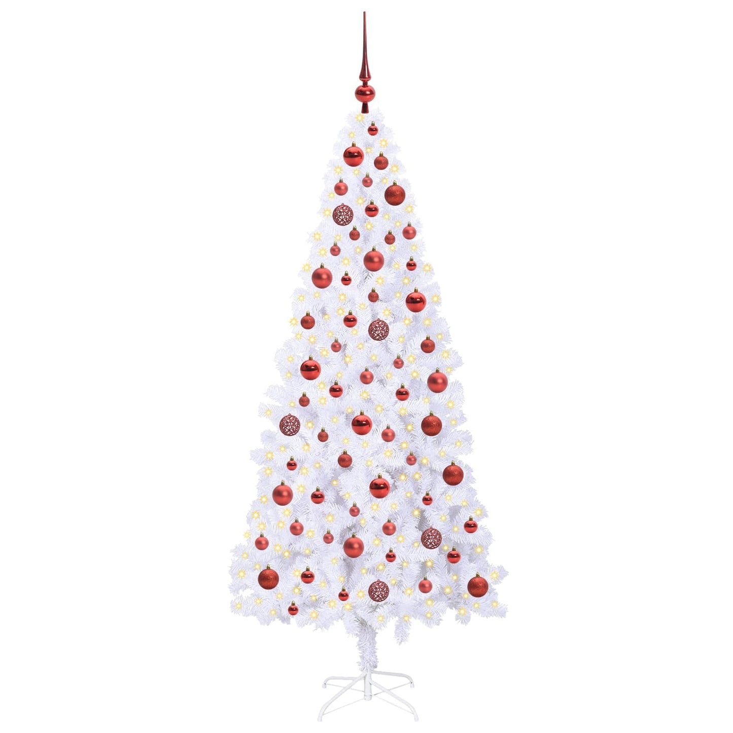 Kunstigt juletræ med 300 LED'er Hvid 180 cm PVC og Stål