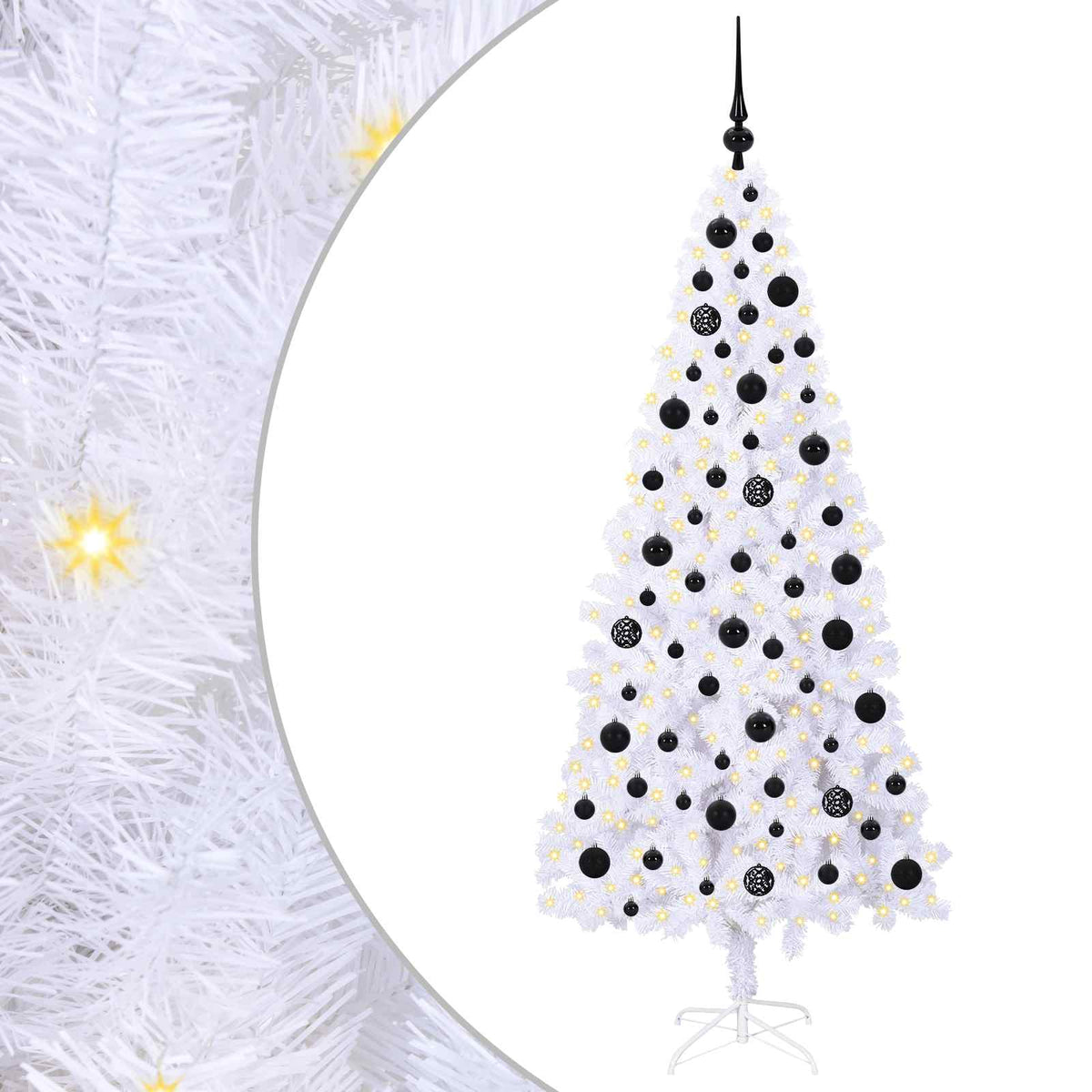 Kunstigt juletræ med 300 LED'er Hvid 180 cm PVC og Stål