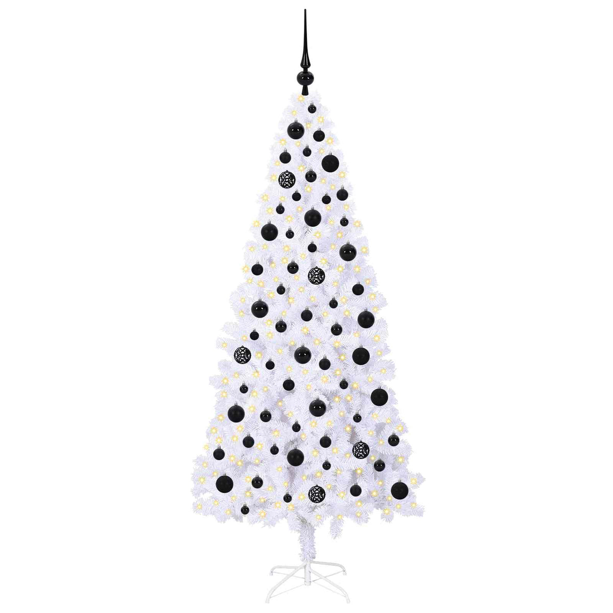 Kunstigt juletræ med 300 LED'er Hvid 180 cm PVC og Stål