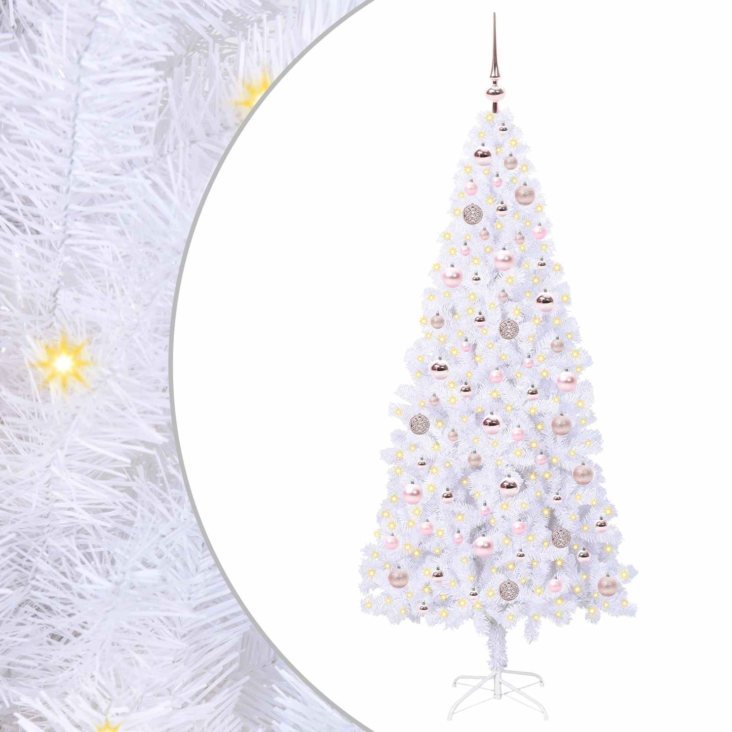 Kunstigt juletræ med 300 LED'er Hvid 180 cm PVC og Stål