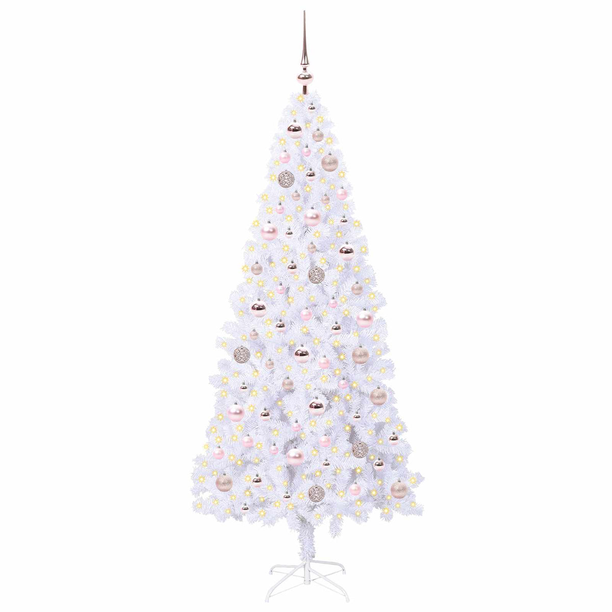 Kunstigt juletræ med 300 LED'er Hvid 180 cm PVC og Stål