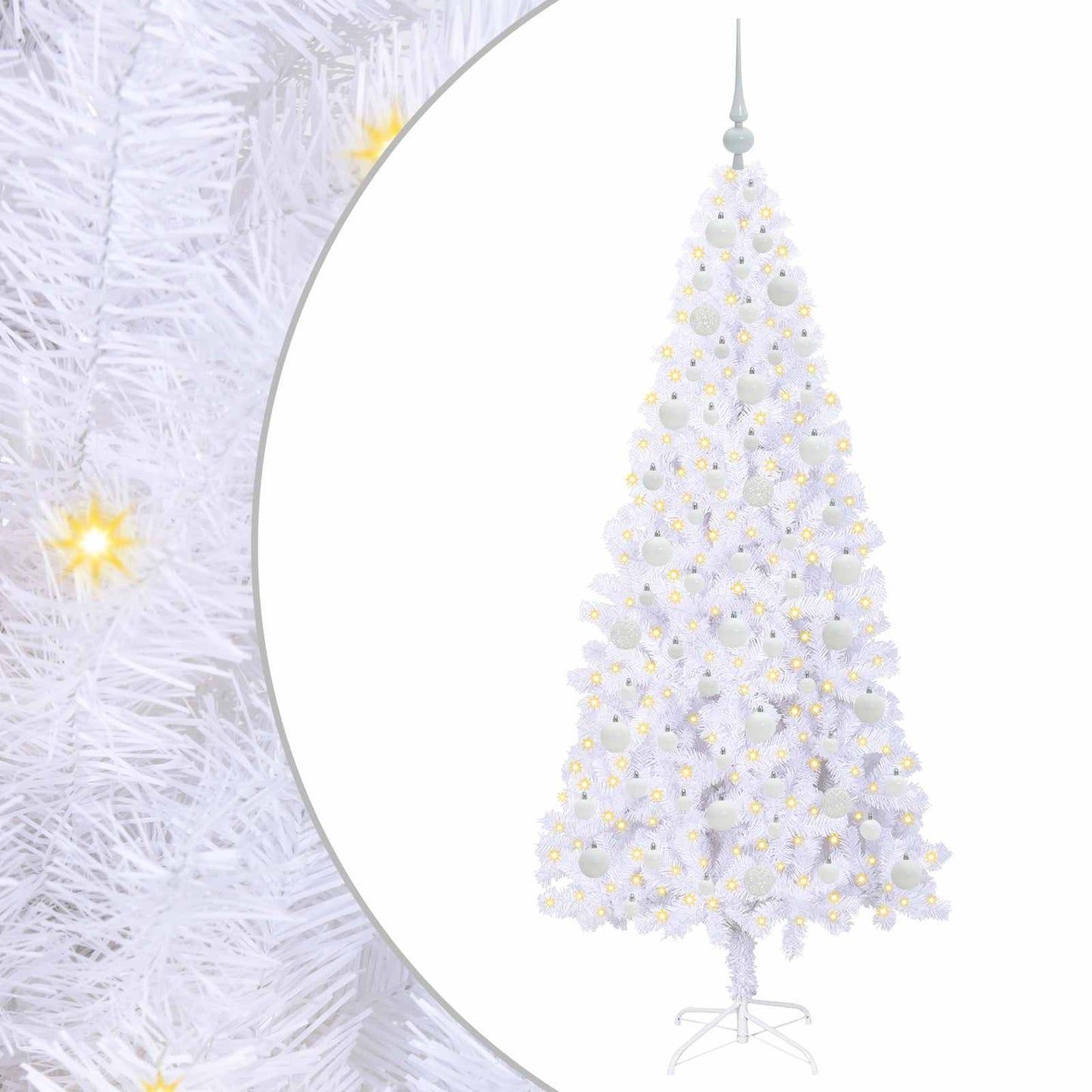 Kunstigt juletræ med 300 LED'er Hvid 180 cm PVC og Stål