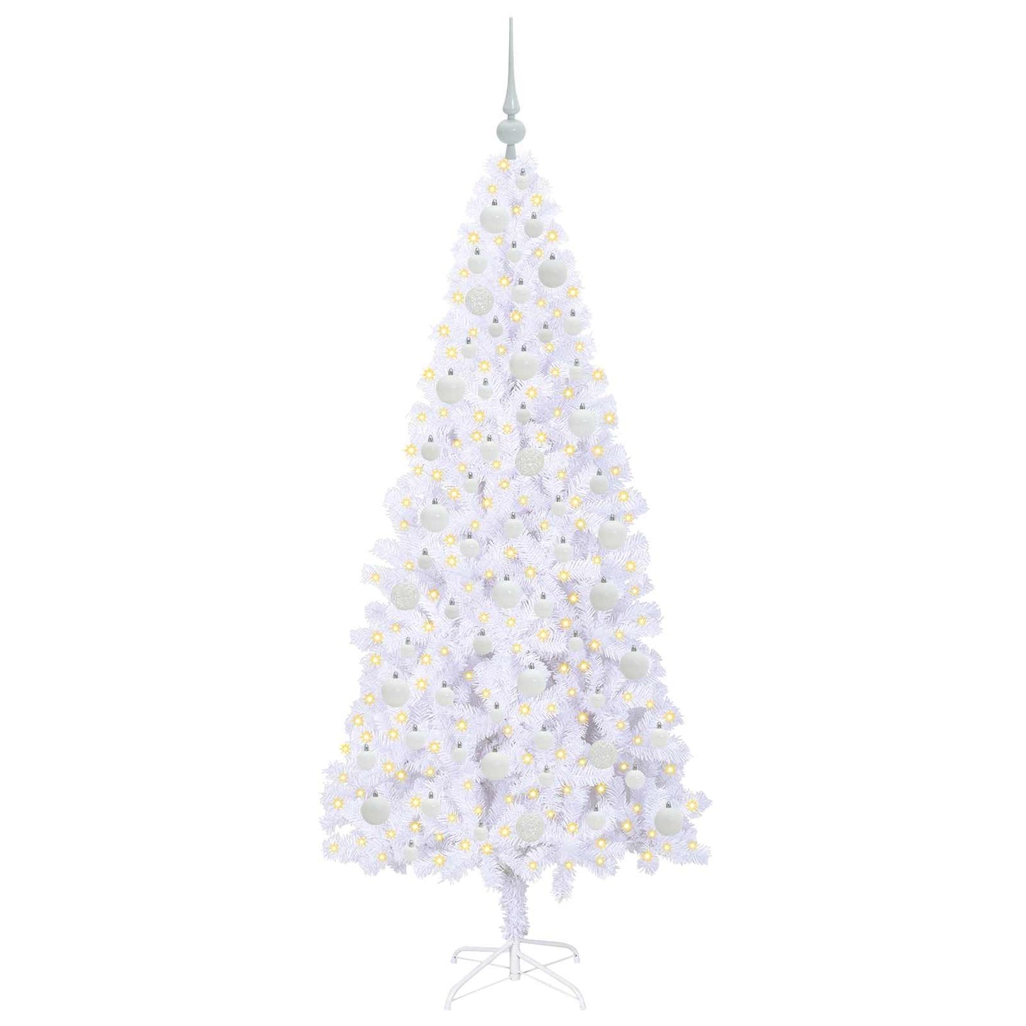 Kunstigt juletræ med 300 LED'er Hvid 180 cm PVC og Stål