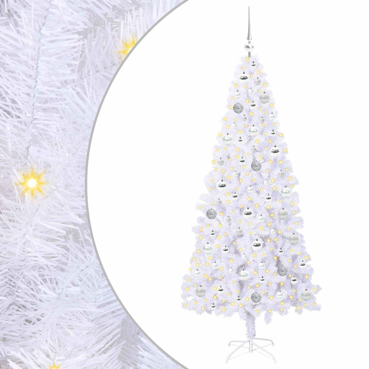 Kunstigt juletræ med 300 LED'er Hvid 180 cm PVC og Stål