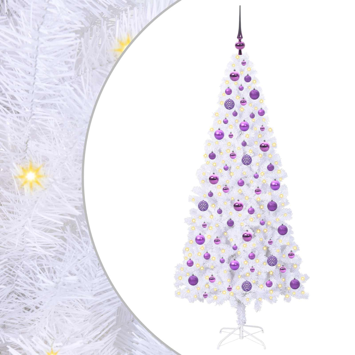 Kunstigt juletræ med 300 LED'er Hvid 180 cm PVC og Stål