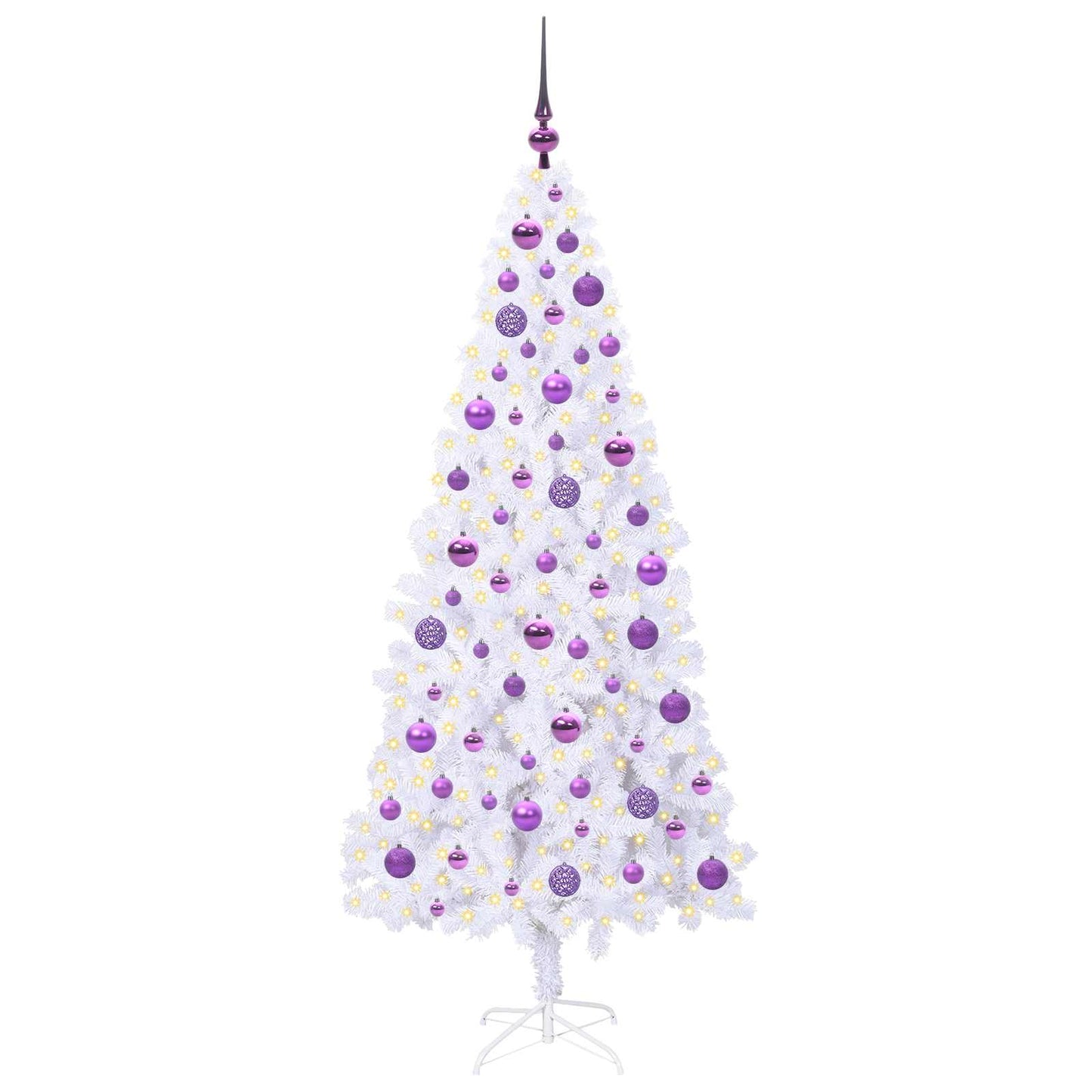 Kunstigt juletræ med 300 LED'er Hvid 180 cm PVC og Stål