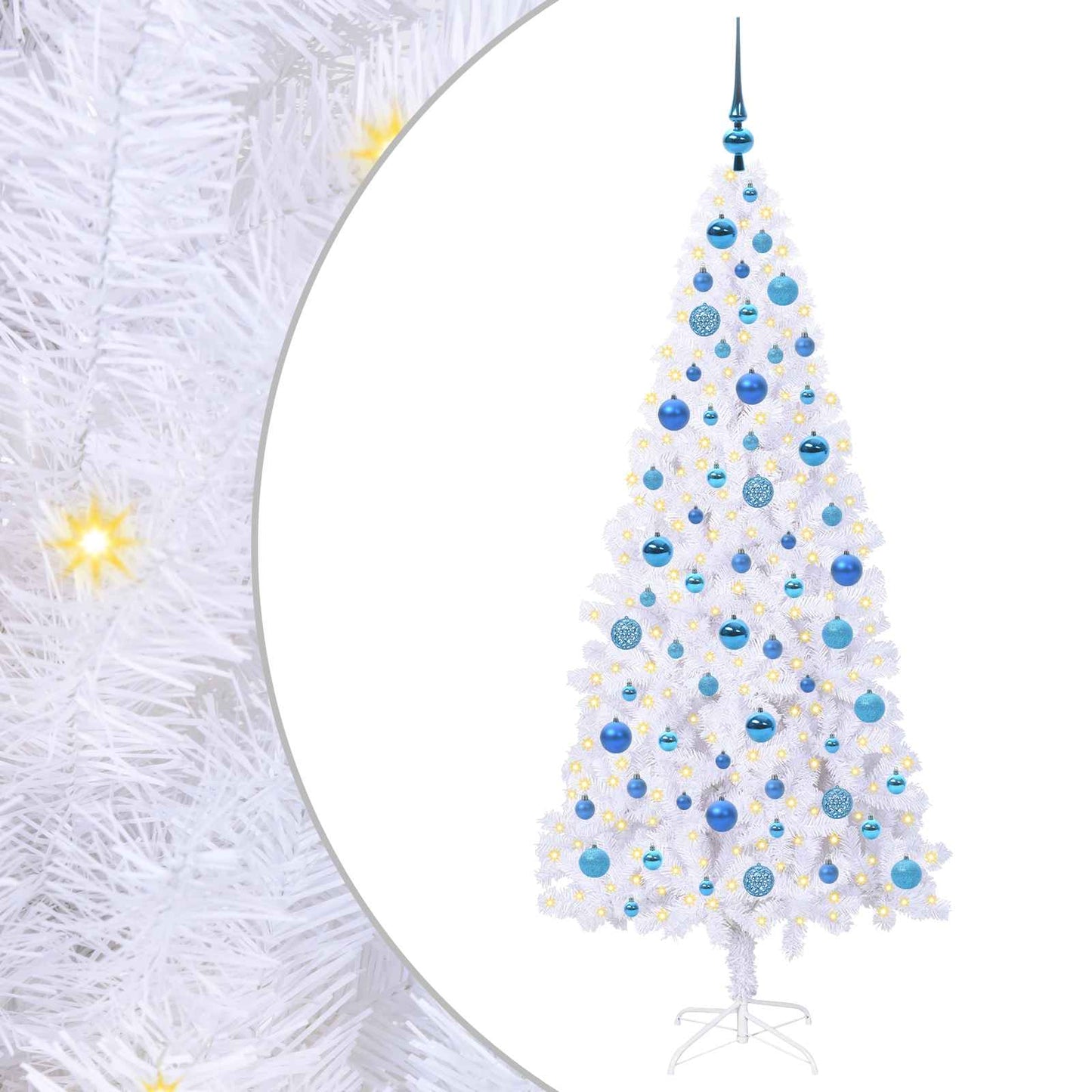 Kunstigt juletræ med 300 LED'er Hvid 180 cm PVC og Stål