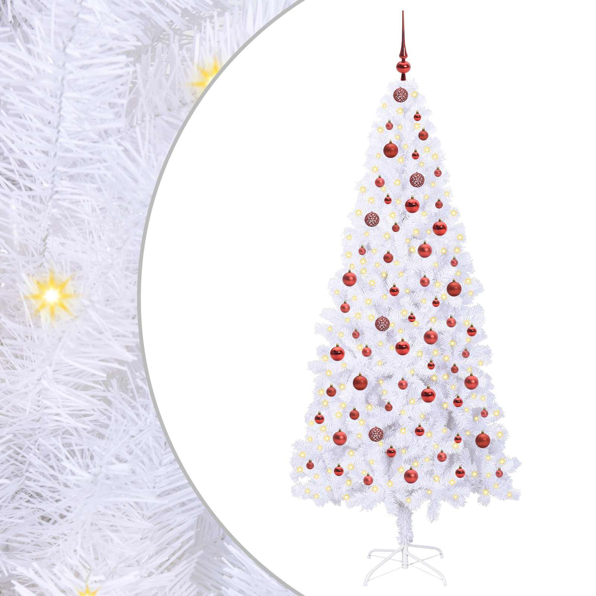 Kunstigt juletræ med 300 LED'er Hvid 210 cm PVC og Stål