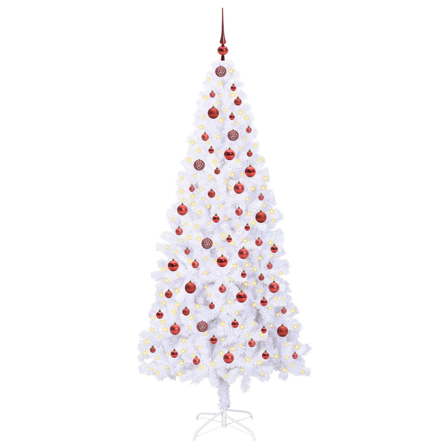 Kunstigt juletræ med 300 LED'er Hvid 210 cm PVC og Stål