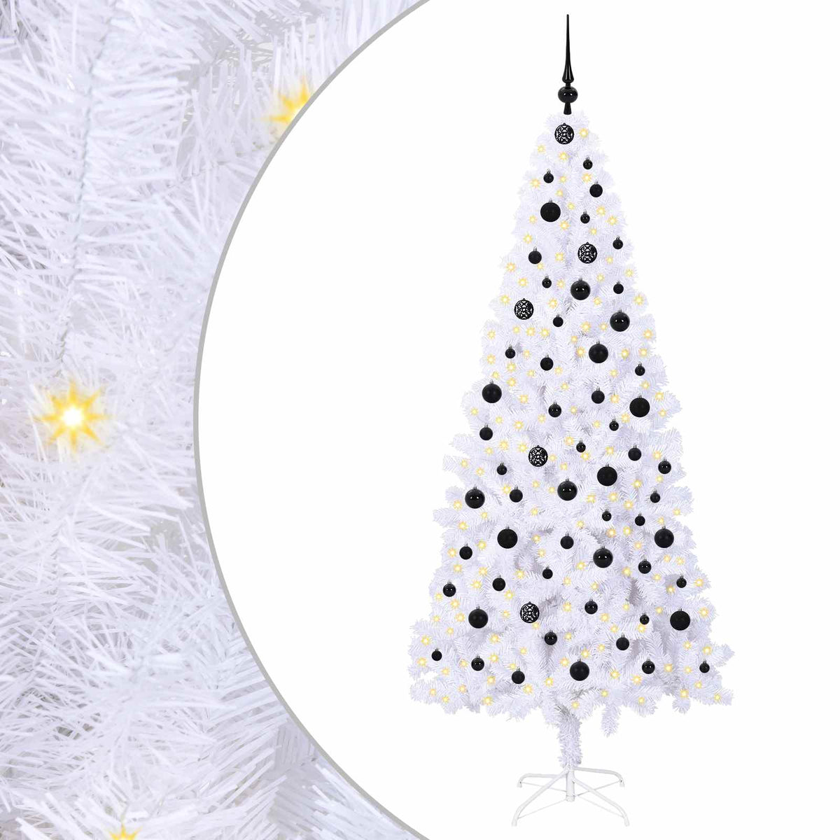 Kunstigt juletræ med 300 LED'er Hvid 210 cm PVC og Stål
