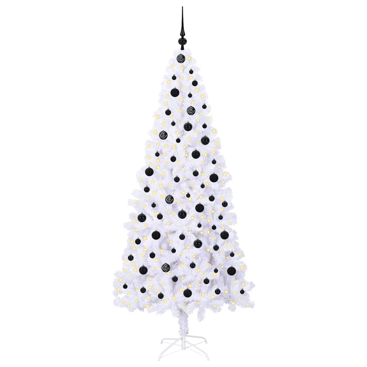 Kunstigt juletræ med 300 LED'er Hvid 210 cm PVC og Stål