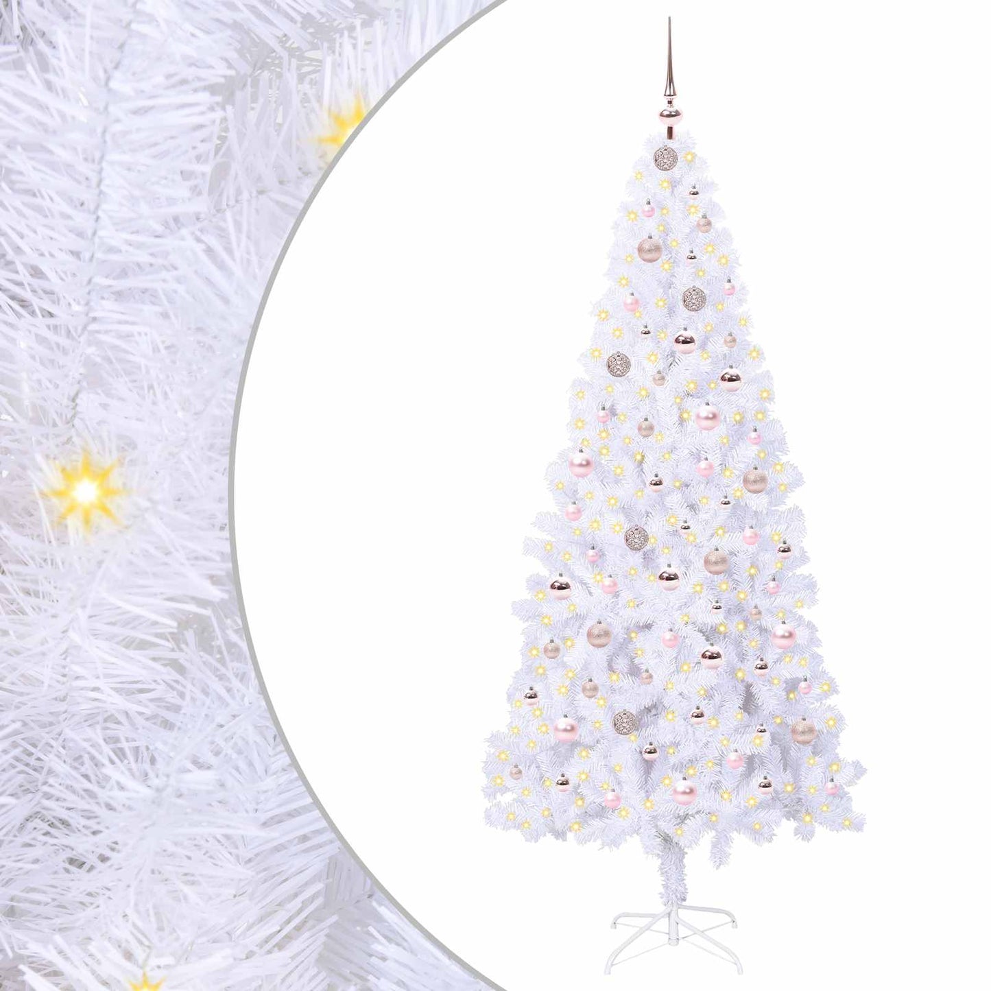 Kunstigt juletræ med 300 LED'er Hvid 210 cm PVC og Stål