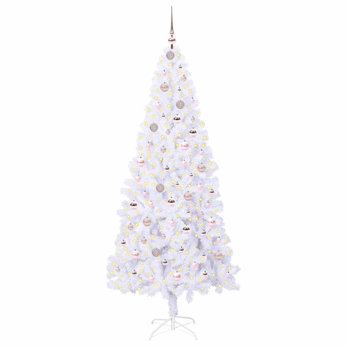 Kunstigt juletræ med 300 LED'er Hvid 210 cm PVC og Stål