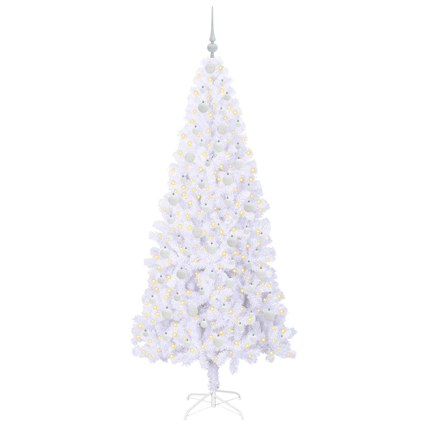 Kunstigt juletræ med 300 LED'er Hvid 210 cm PVC og Stål