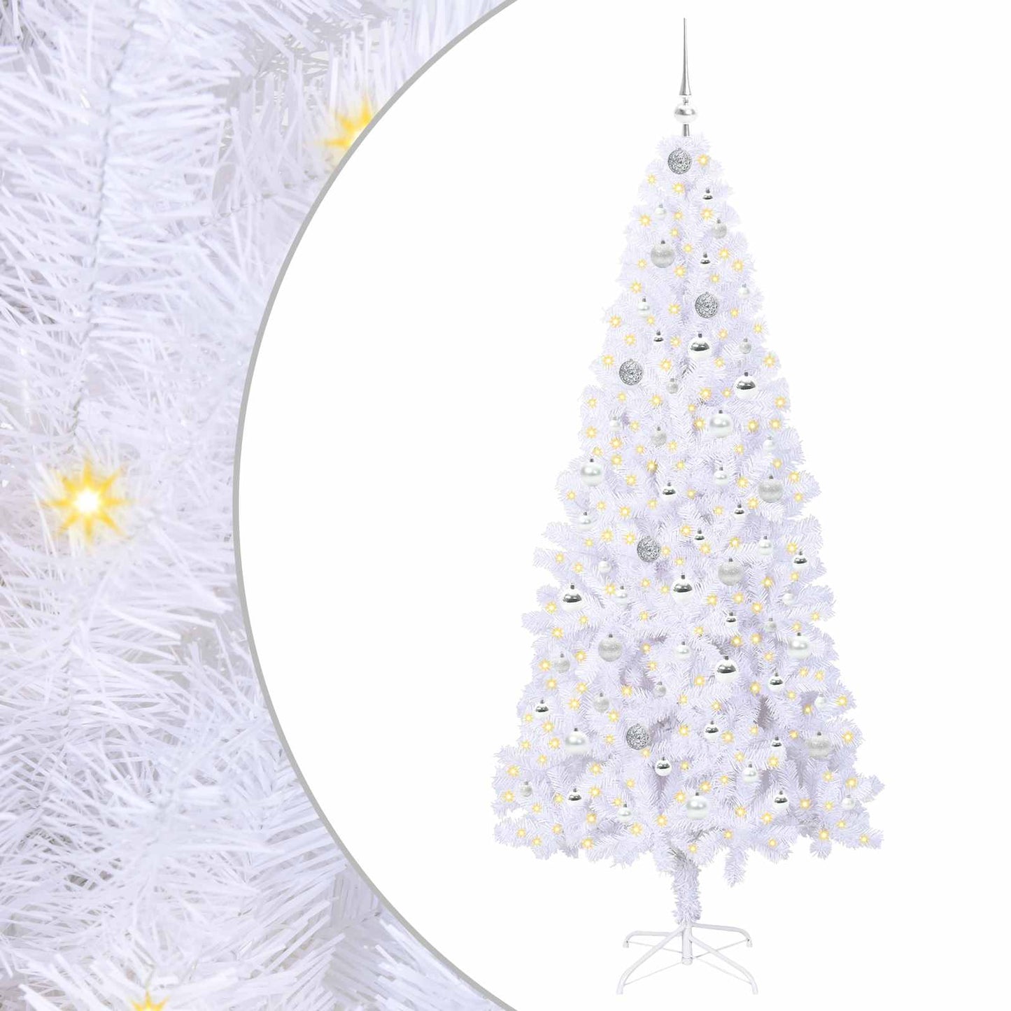 Kunstigt juletræ med 300 LED'er Hvid 210 cm PVC og Stål