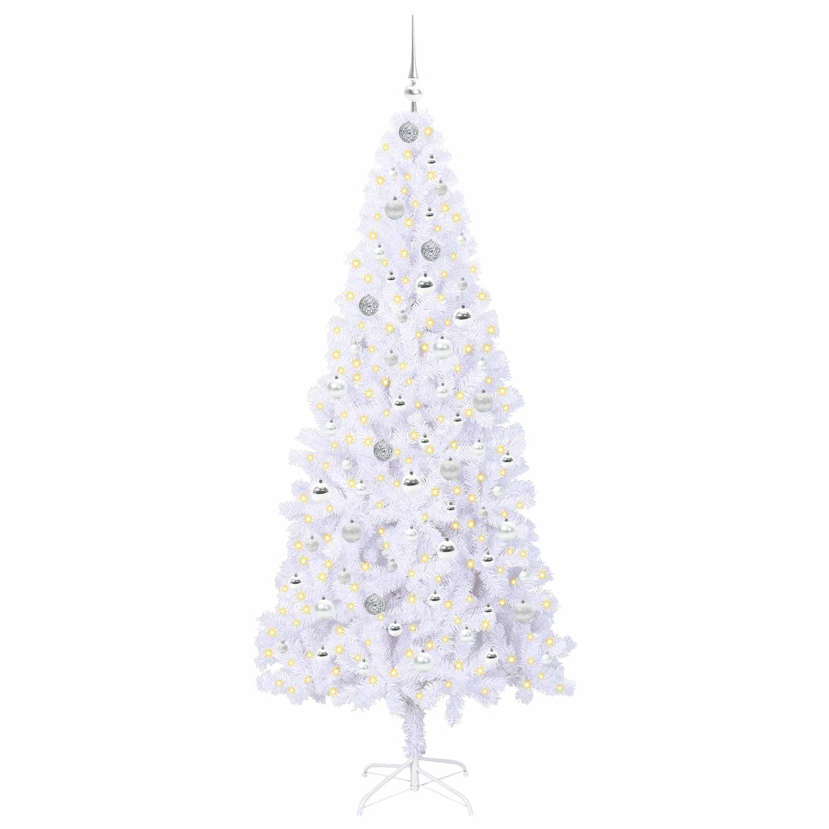 Kunstigt juletræ med 300 LED'er Hvid 210 cm PVC og Stål