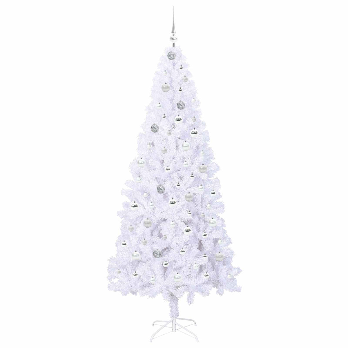 Kunstigt juletræ med 300 LED'er Hvid 210 cm PVC og Stål